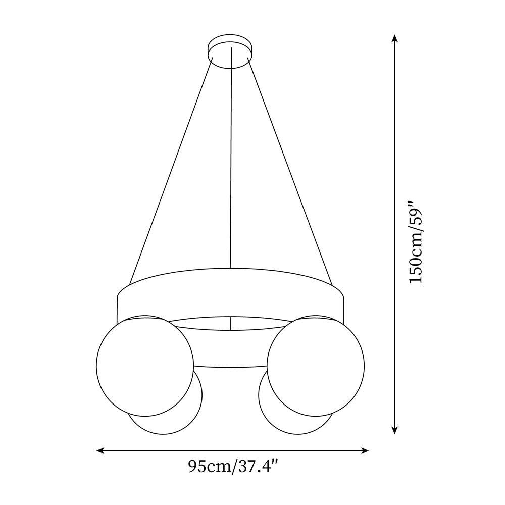 Asterios Chandelier Black Ring Spherical Shades