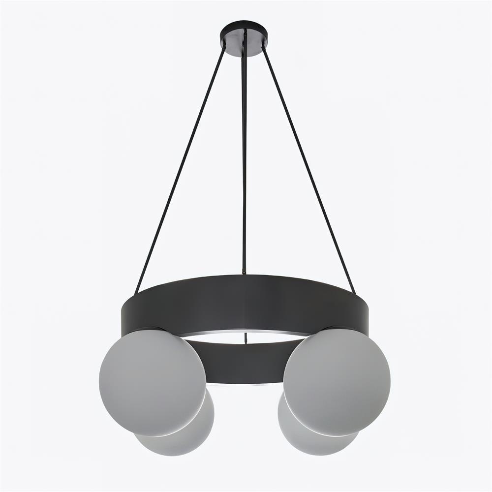 Asterios Chandelier Black Ring Spherical Shades