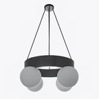Asterios Chandelier Black Ring Spherical Shades