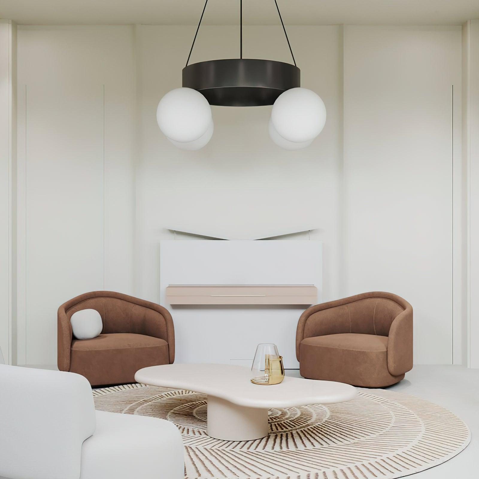 Asterios Chandelier Black Ring Spherical Shades