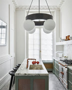 Asterios Chandelier Black Ring Spherical Shades