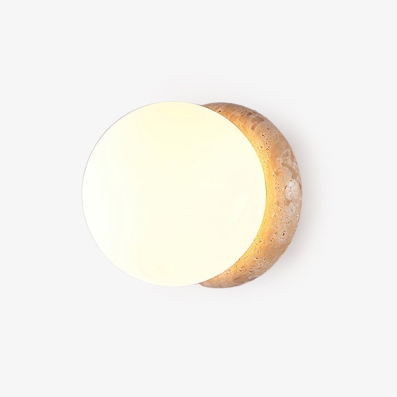 Caliror Round-Plate Travertine Wall Light