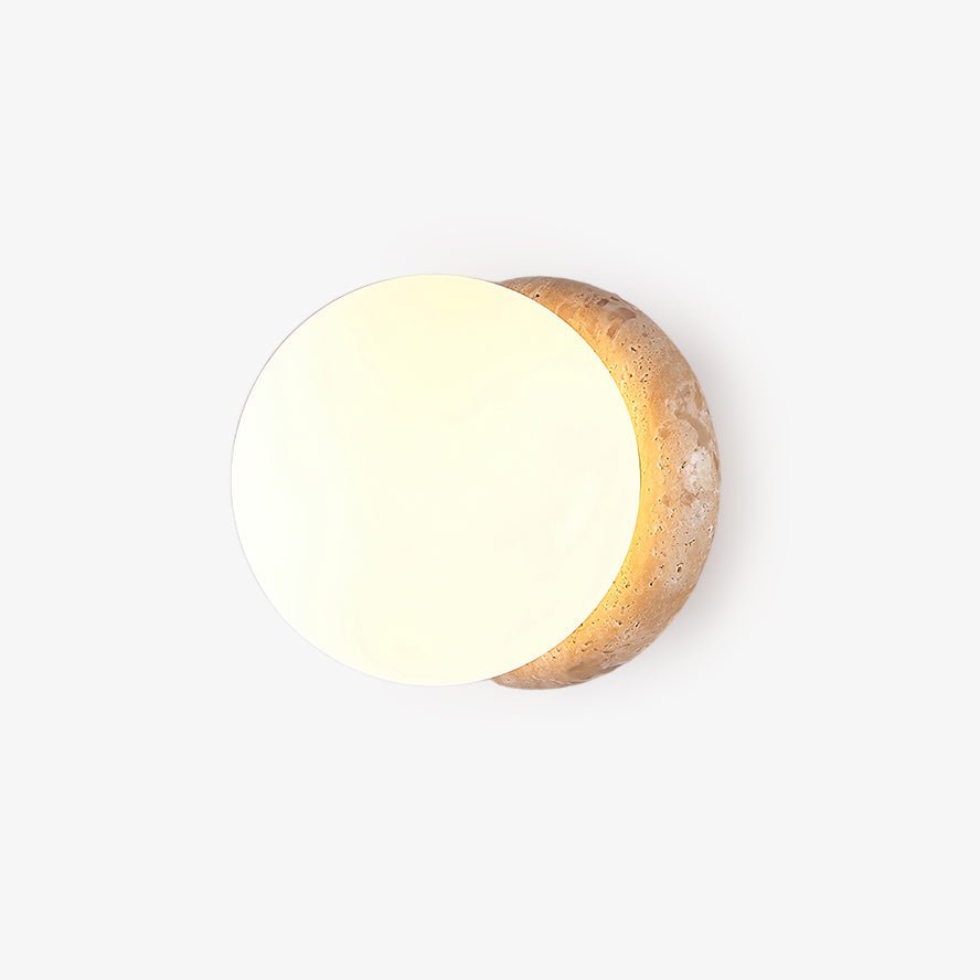 Caliror Round-Plate Travertine Wall Light