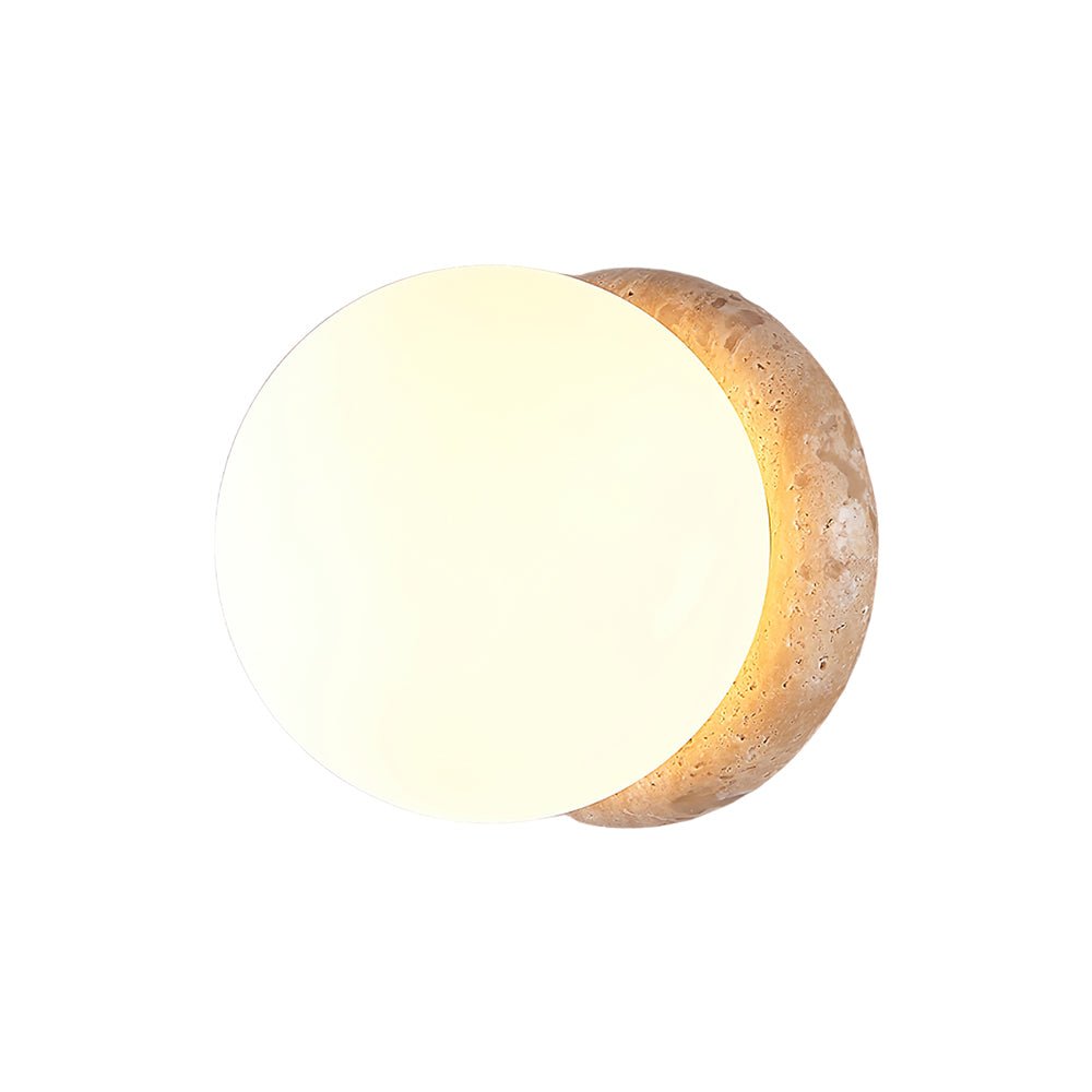 Caliror Round-Plate Travertine Wall Light