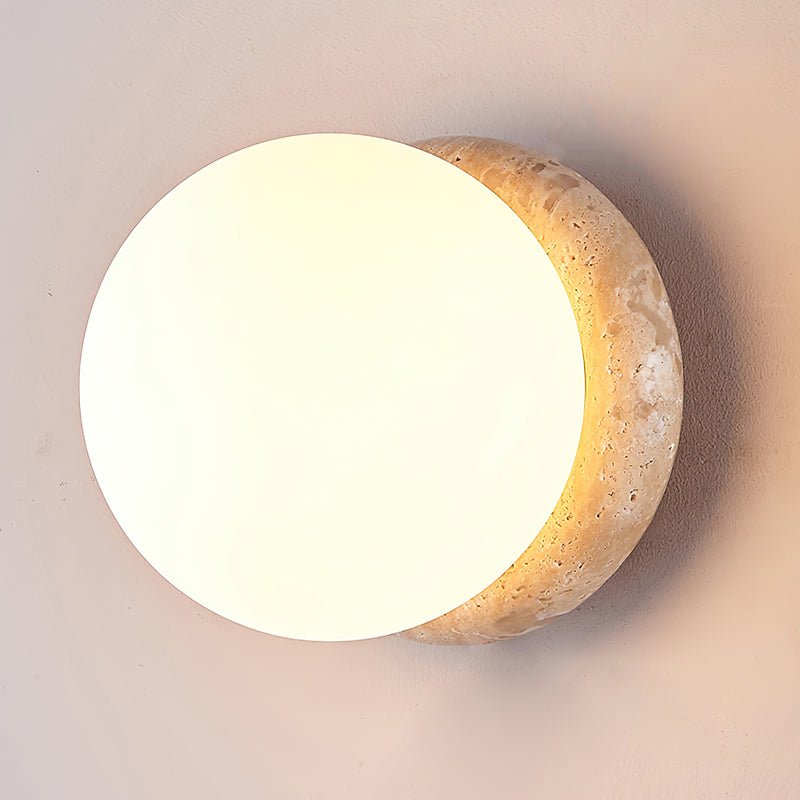 Caliror Round-Plate Travertine Wall Light