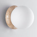 Caliror Round-Plate Travertine Wall Light