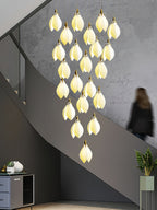 Caphayra Floral Ceramic Brass Chandelier