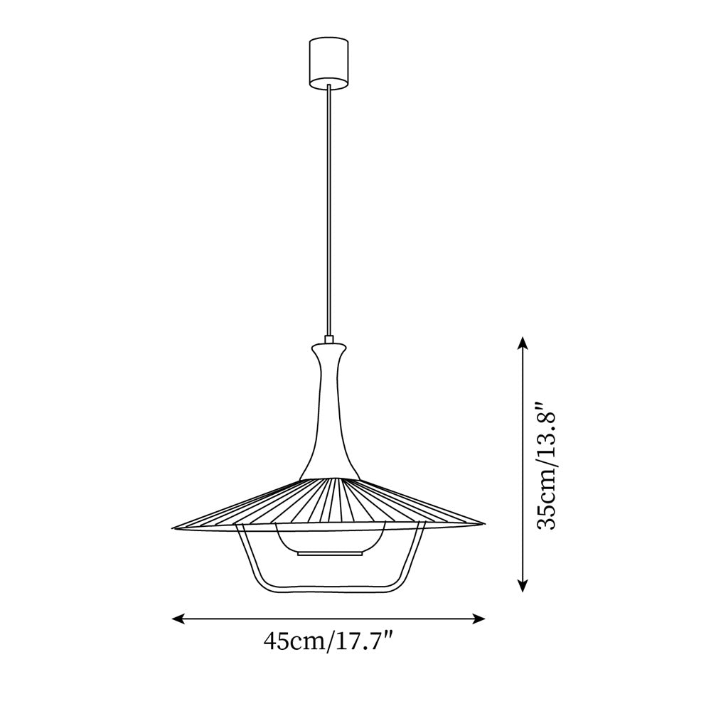 Vionne Mid-Century Wood and White Pendant Lamp