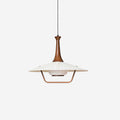 Vionne Mid-Century Wood and White Pendant Lamp