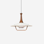 Vionne Mid-Century Wood and White Pendant Lamp