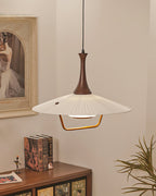 Vionne Mid-Century Wood and White Pendant Lamp