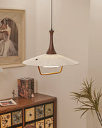 Vionne Mid-Century Wood and White Pendant Lamp