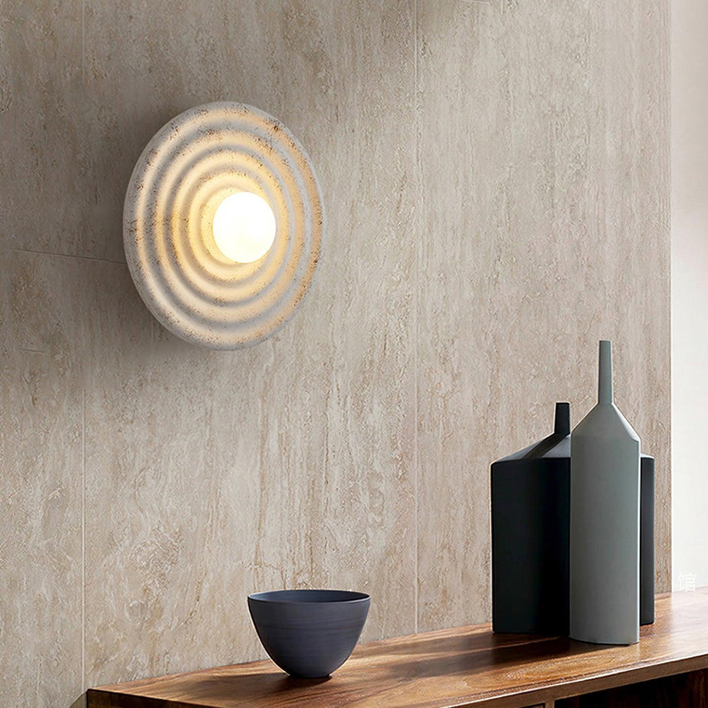 Wall Lamp Rippled Resin Round Shade Gentle Glow for Modern Spaces