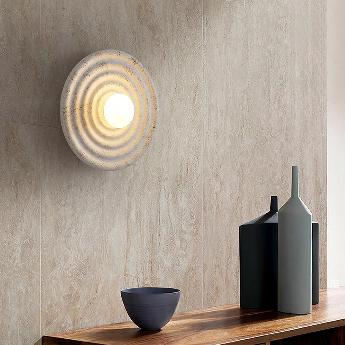 Wall Lamp Rippled Resin Round Shade Gentle Glow for Modern Spaces