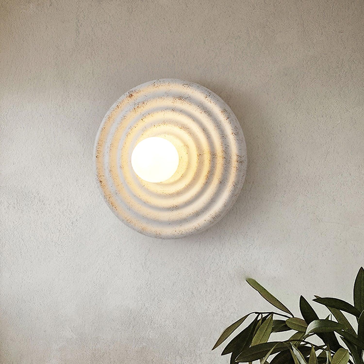 Wall Lamp Rippled Resin Round Shade Gentle Glow for Modern Spaces