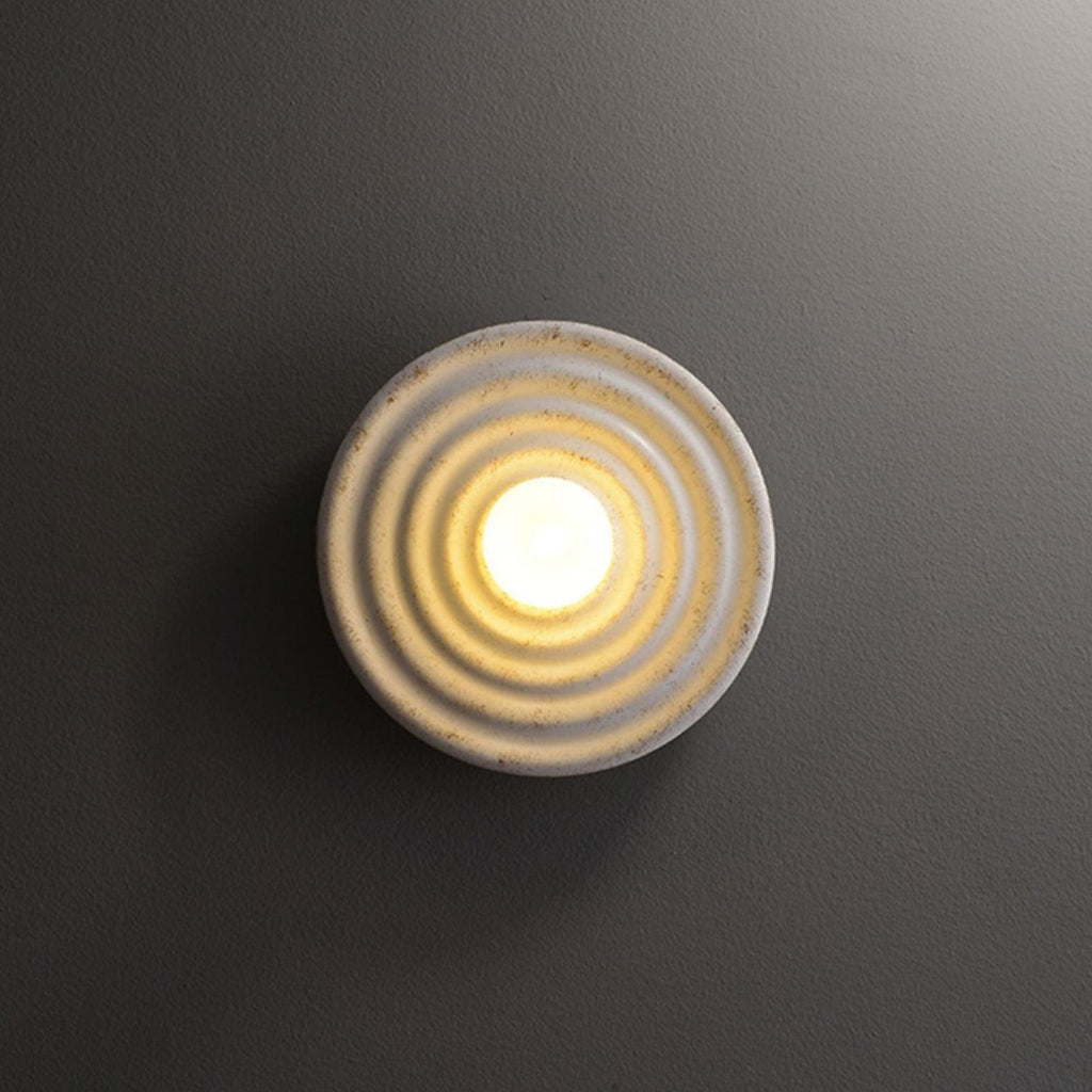 Wall Lamp Rippled Resin Round Shade Gentle Glow for Modern Spaces