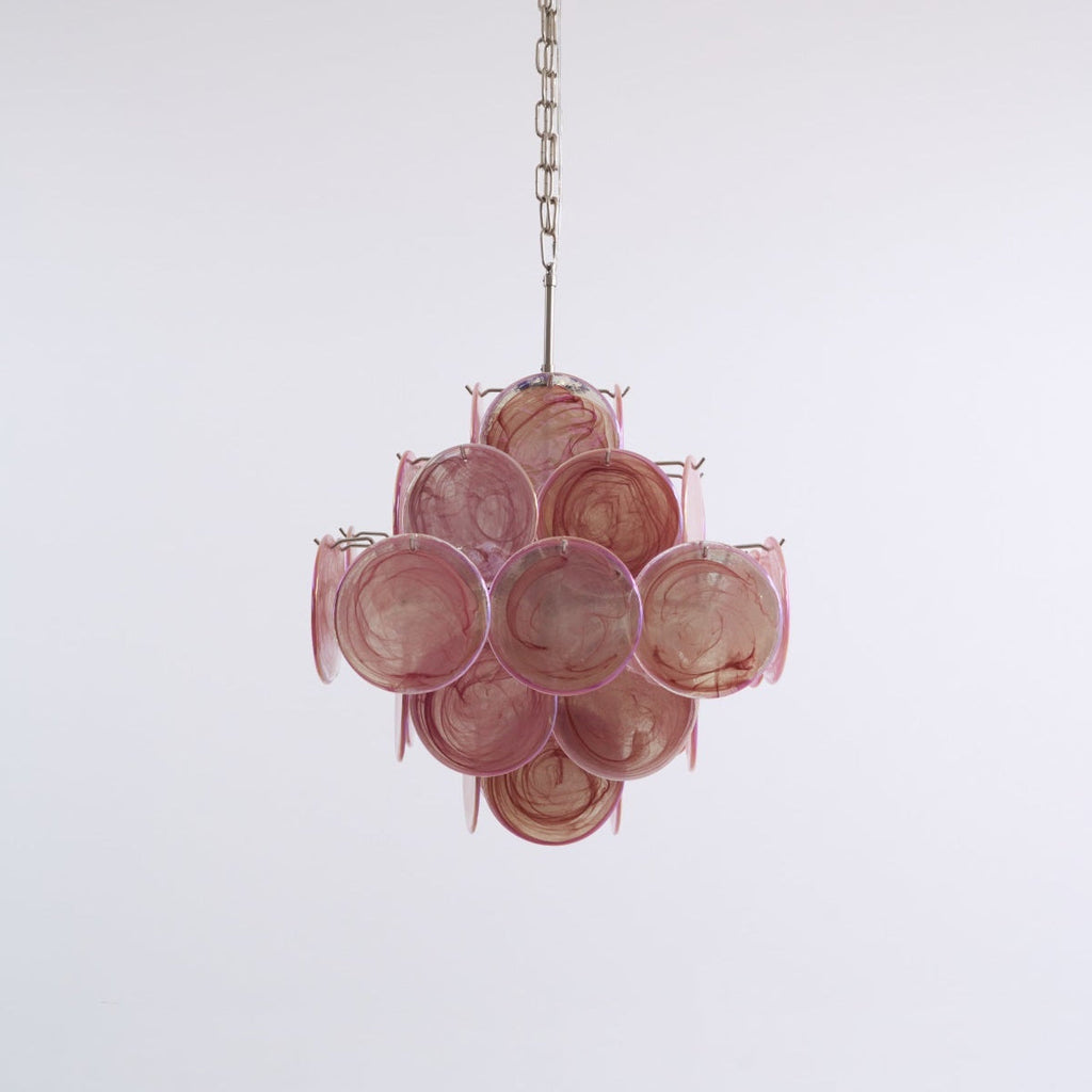 Aurora Chandelier Pink Glass Disc Layered Romantic