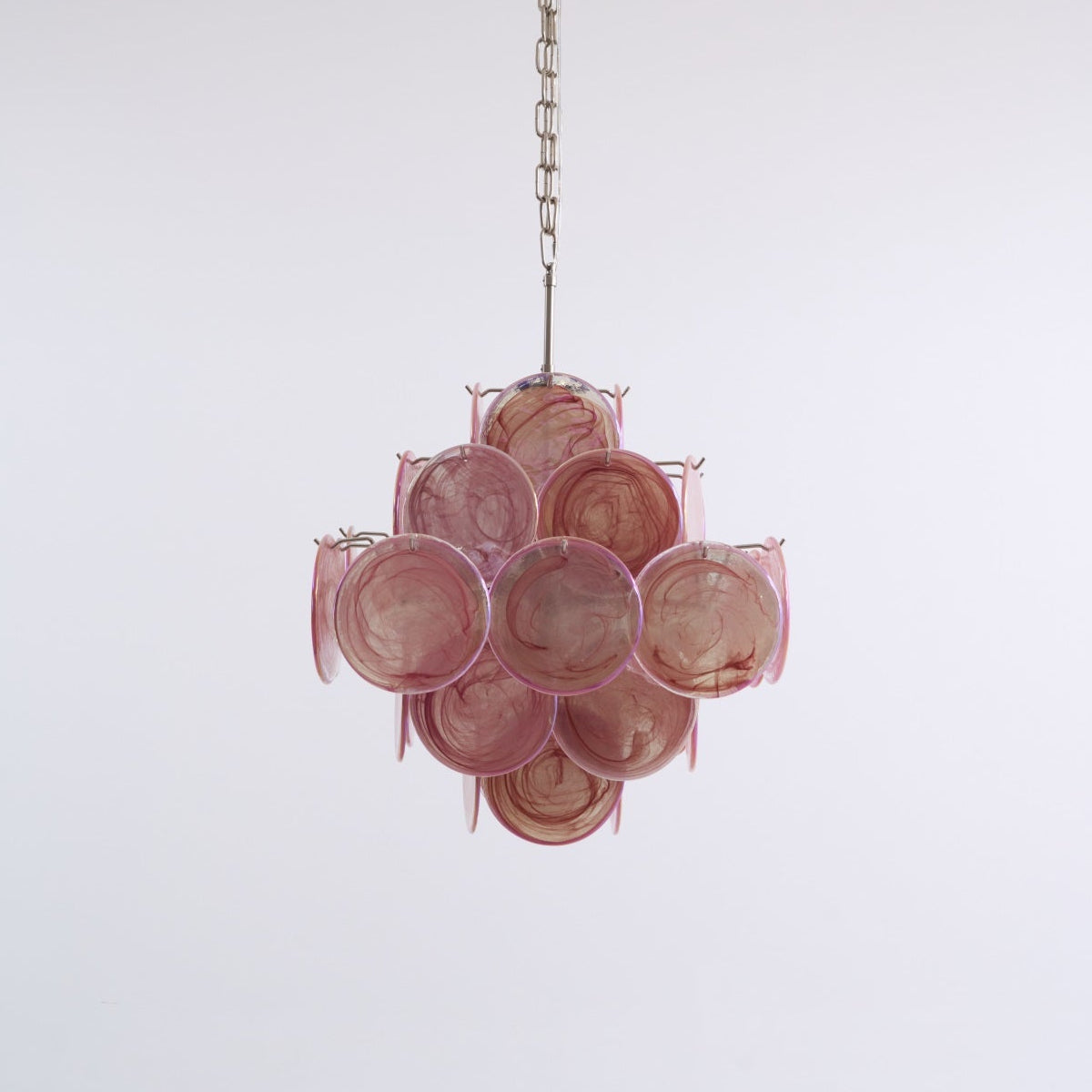 Aurora Chandelier Pink Glass Disc Layered Romantic