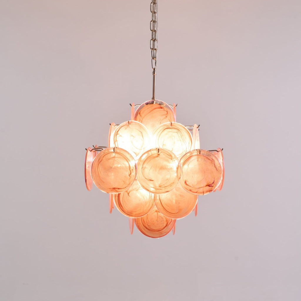 Aurora Chandelier Pink Glass Disc Layered Romantic