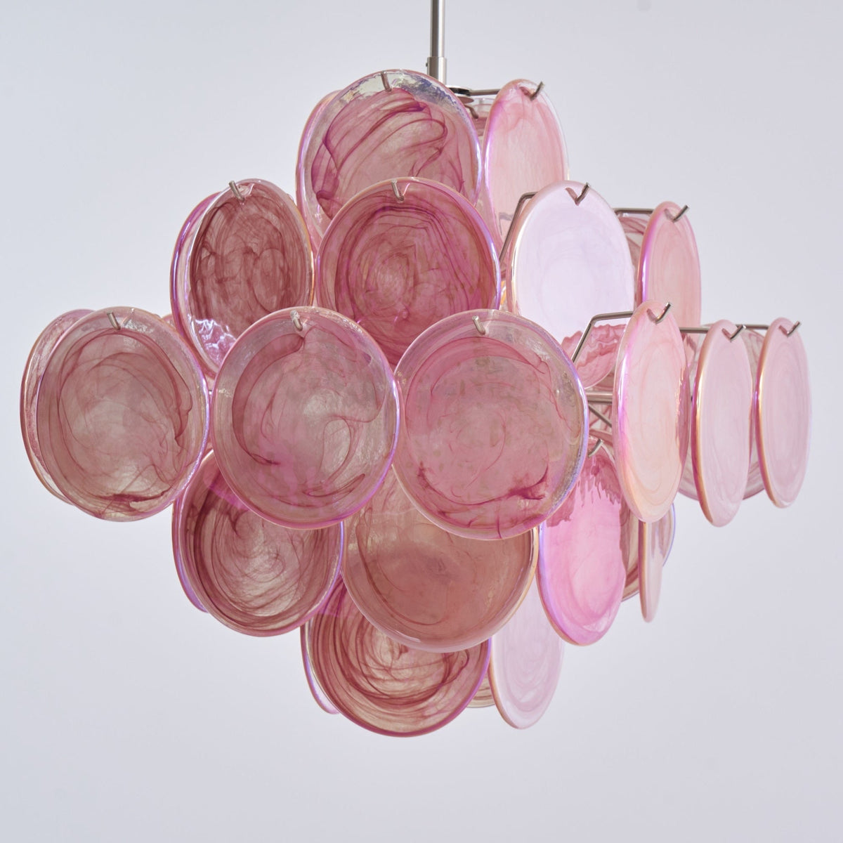 Aurora Chandelier Pink Glass Disc Layered Romantic