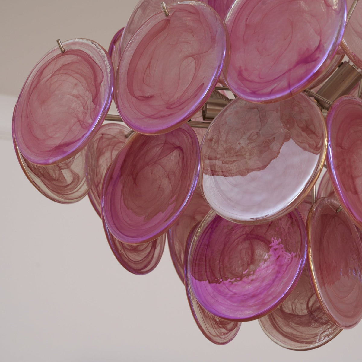 Aurora Chandelier Pink Glass Disc Layered Romantic