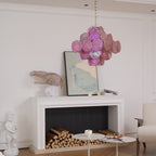Aurora Chandelier Pink Glass Disc Layered Romantic