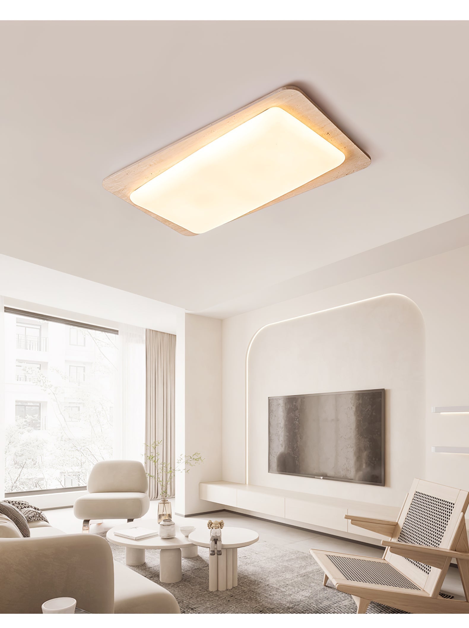 Aurilith Modern Minimalist Travertine Ceiling Light