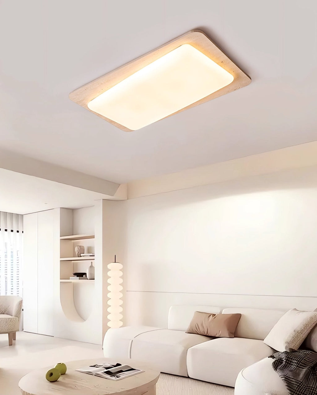 Aurilith Modern Minimalist Travertine Ceiling Light