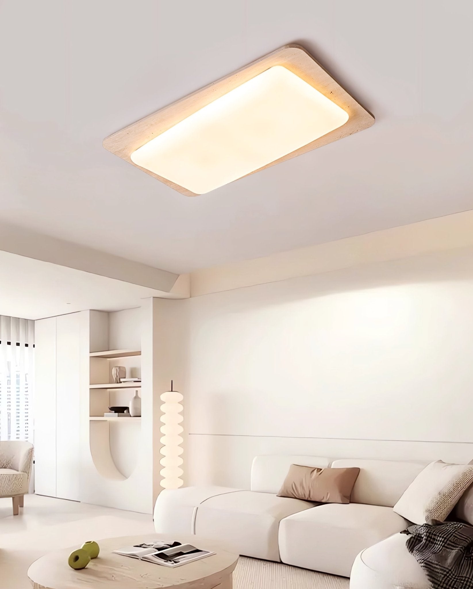 Aurilith Modern Minimalist Travertine Ceiling Light