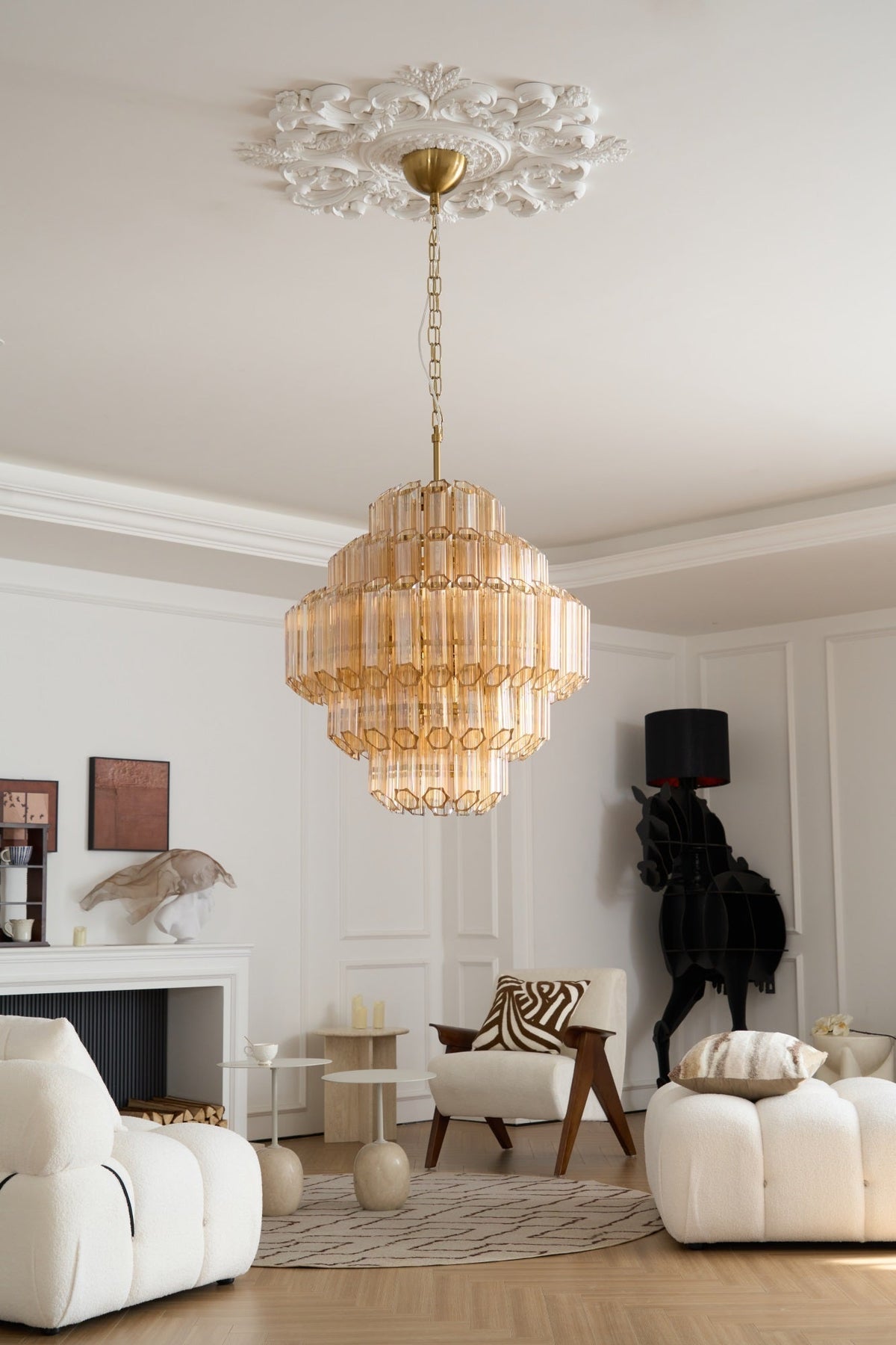 Aurora Chandelier Aurum Cascade Murano Glass Prism Art