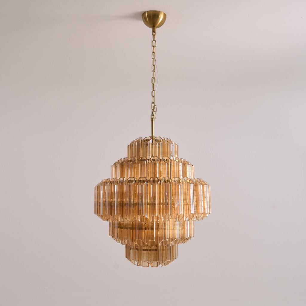 Aurora Chandelier Aurum Cascade Murano Glass Prism Art