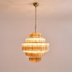 Aurora Chandelier Aurum Cascade Murano Glass Prism Art