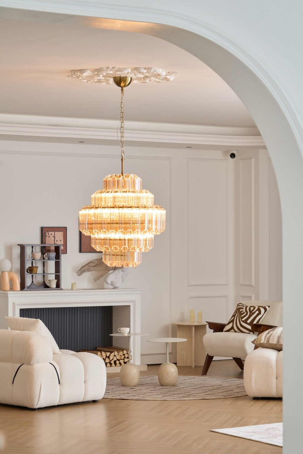 Aurora Chandelier Aurum Cascade Murano Glass Prism Art