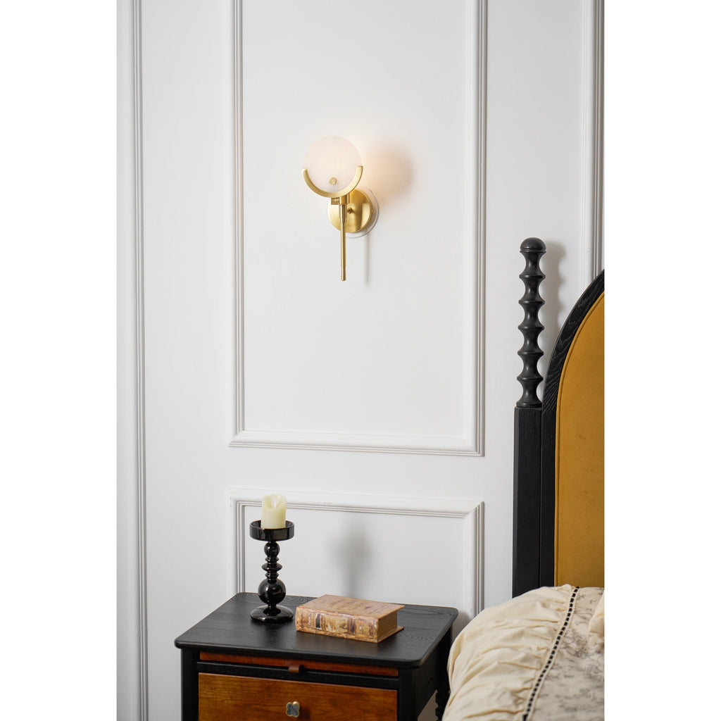 Ljomuvyo Modern Minimalist Brass Alabaster Sconce Wall Lamp