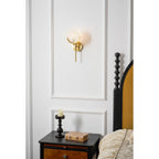 Ljomuvyo Modern Minimalist Brass Alabaster Sconce Wall Lamp