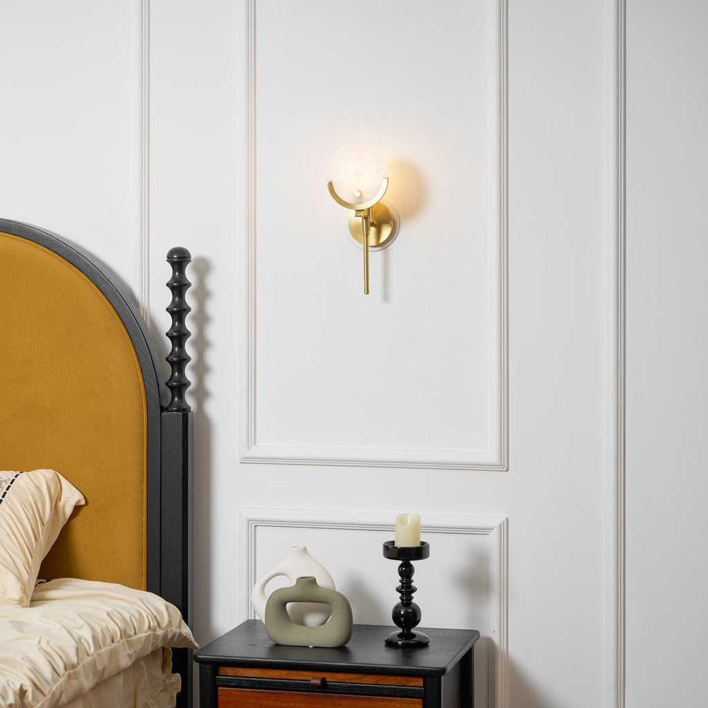 Ljomuvyo Modern Minimalist Brass Alabaster Sconce Wall Lamp