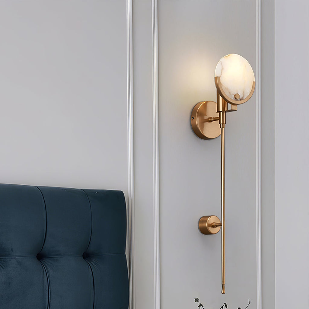 Ljomuvyo Modern Minimalist Brass Alabaster Sconce Wall Lamp