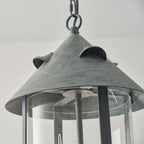 Tinduvyh Vintage Industrial Glass Lantern Pendant Lamp