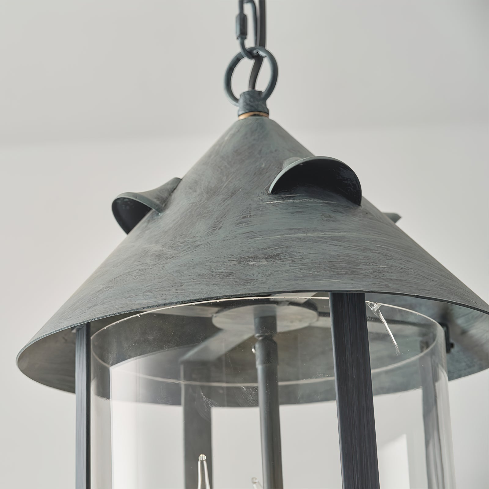 Tinduvyh Vintage Industrial Glass Lantern Pendant Lamp
