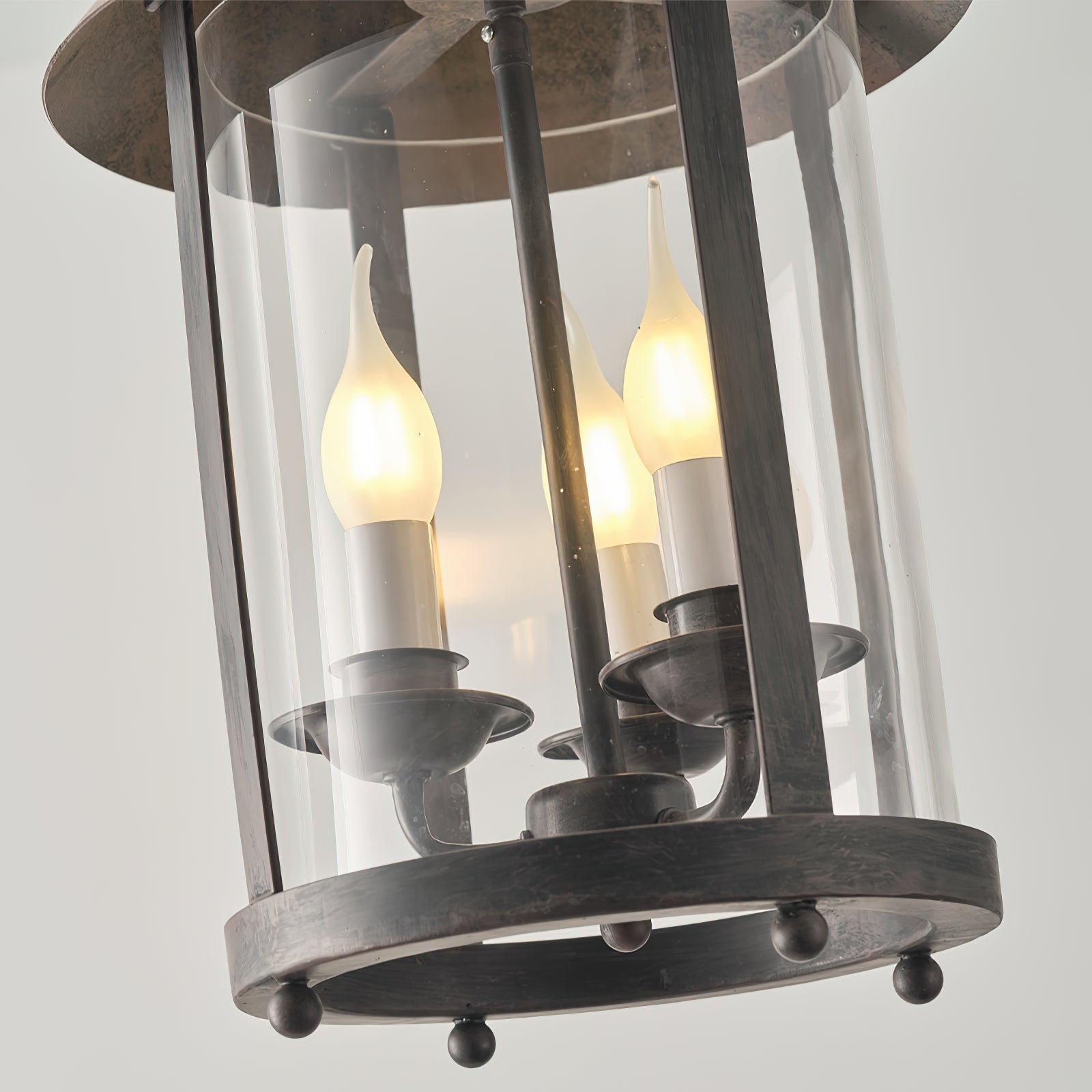 Tinduvyh Vintage Industrial Glass Lantern Pendant Lamp
