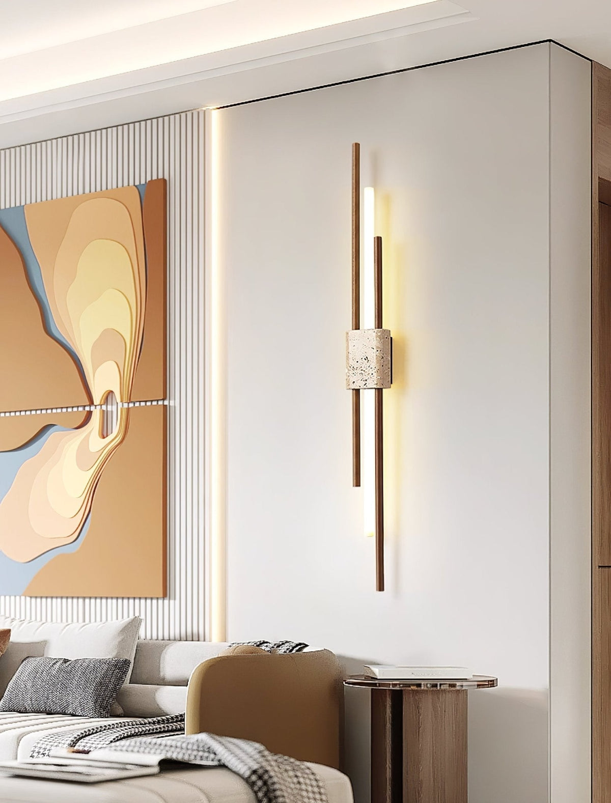 Axis Minimalist Travertine Wall Light