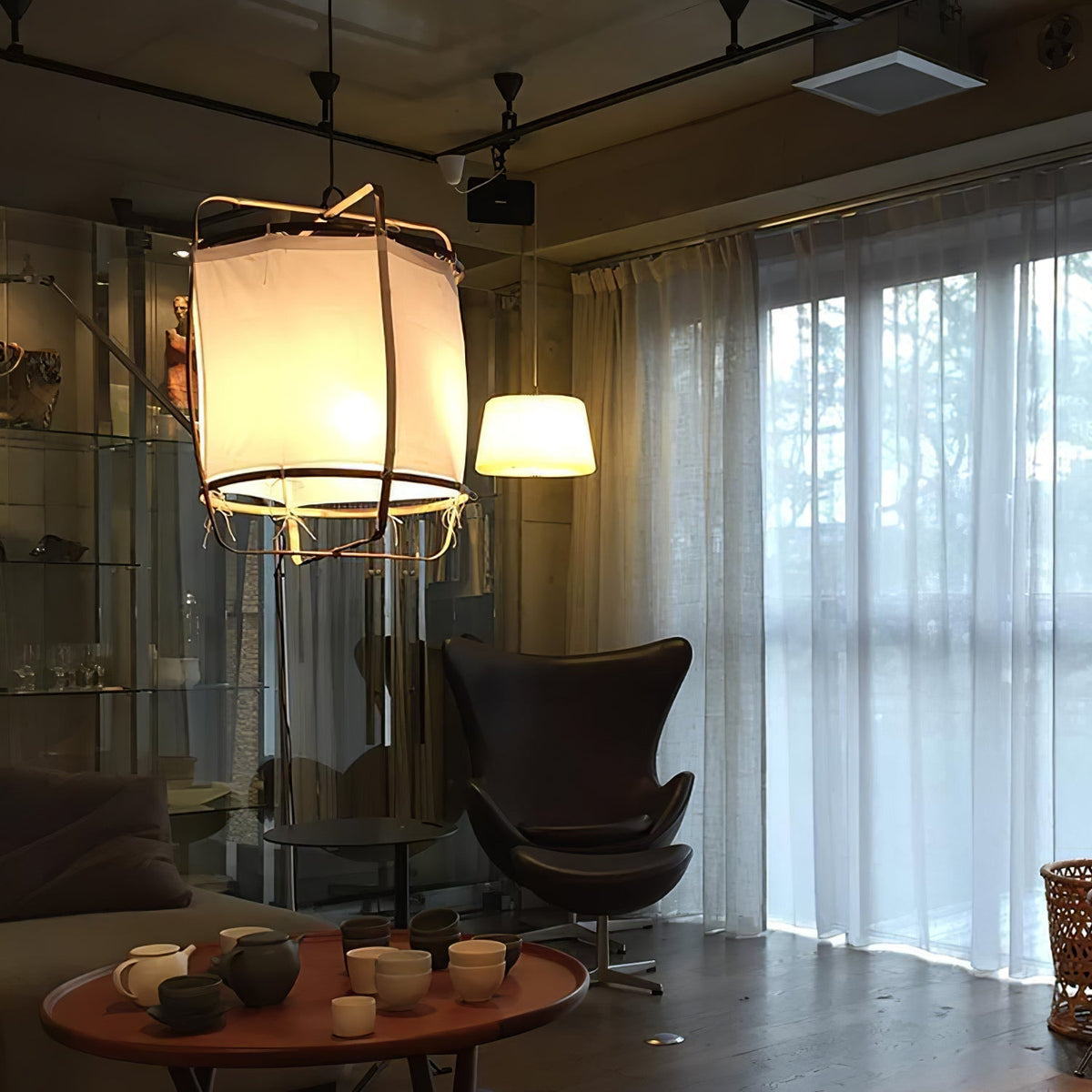 Lustra Pendant Lamp Bamboo Shade for Living Room