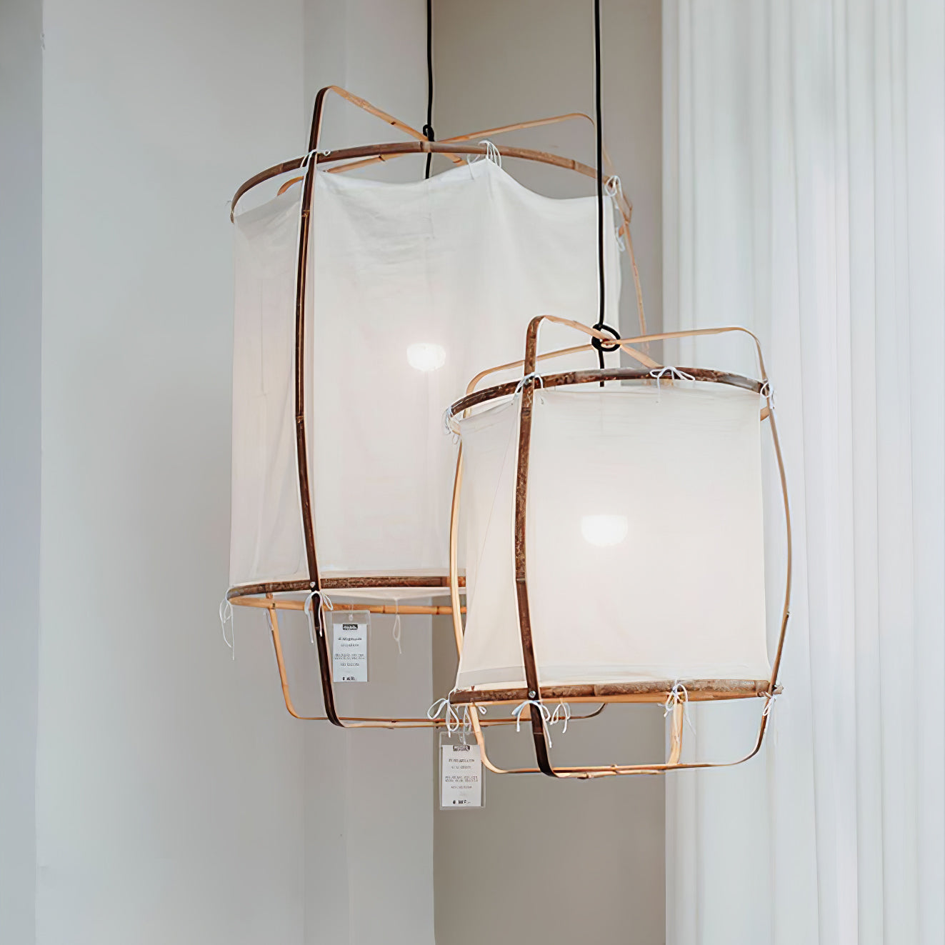 Lustra Pendant Lamp Bamboo Shade for Living Room