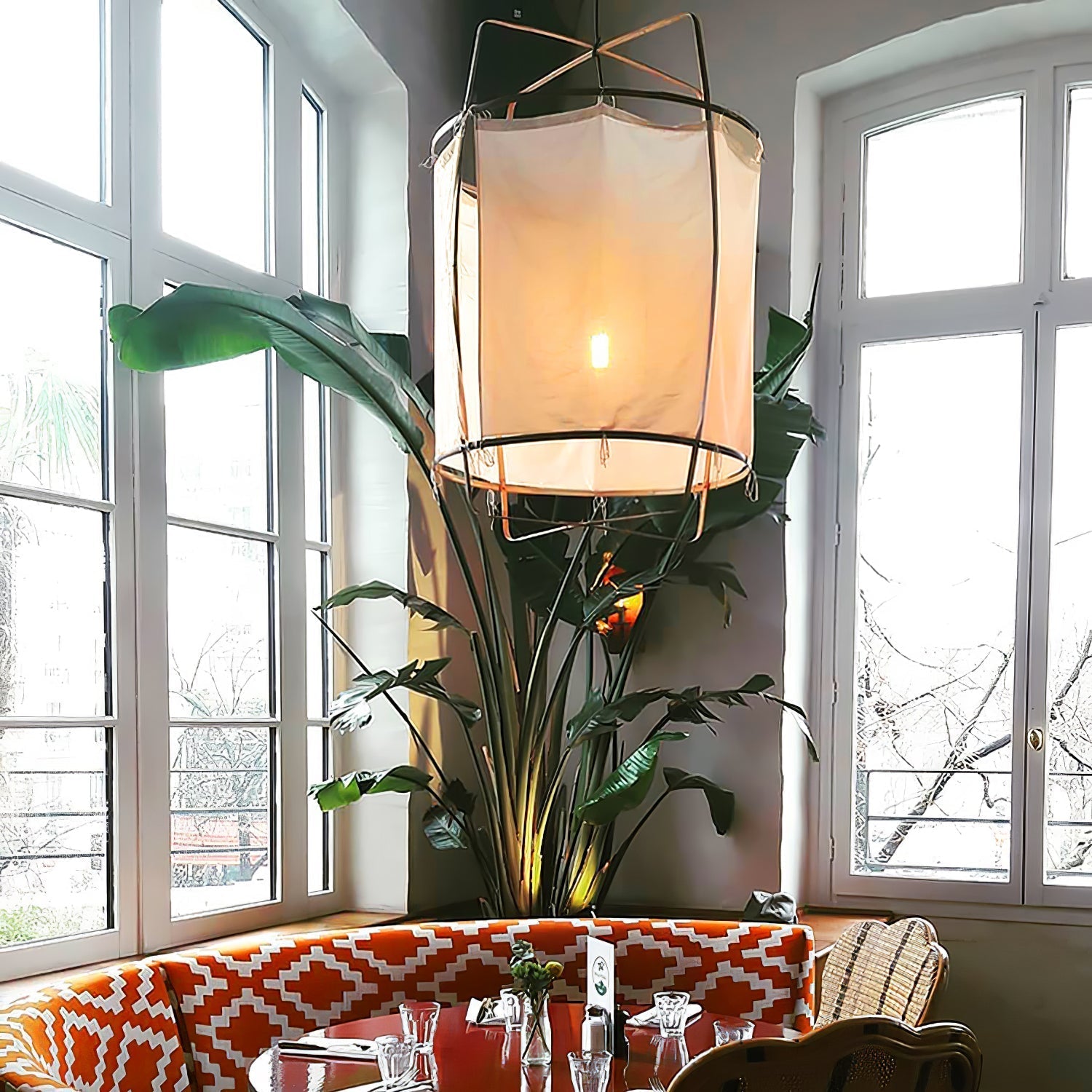 Lustra Pendant Lamp Bamboo Shade for Living Room