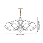 Chandelier Tulip Glass Shades Walnut Wood Frame Rustic