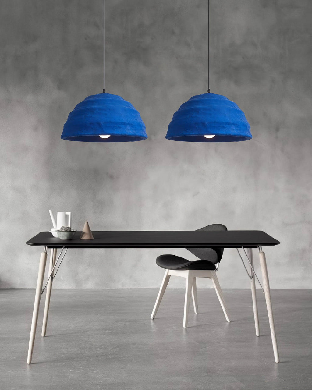 Pendant Lamp Polystyrene Dome Shade Blue Urban Industrial