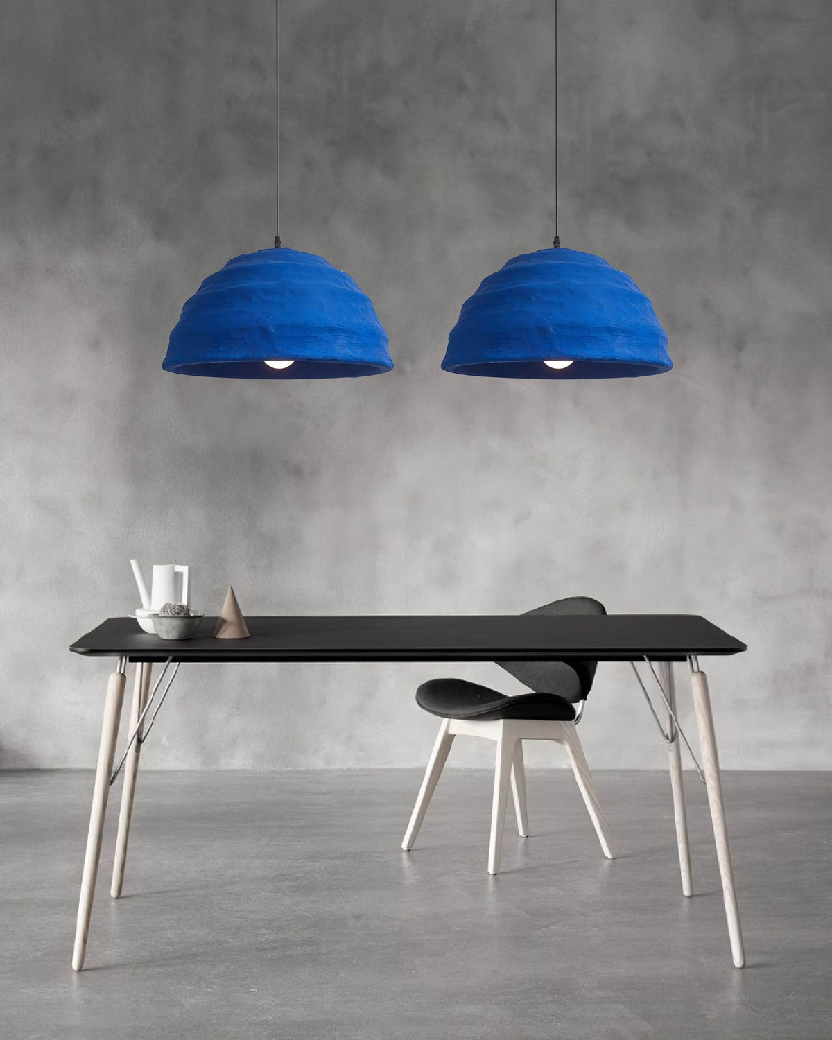 Pendant Lamp Polystyrene Dome Shade Blue Urban Industrial