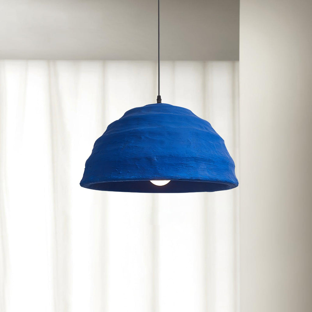 Pendant Lamp Polystyrene Dome Shade Blue Urban Industrial