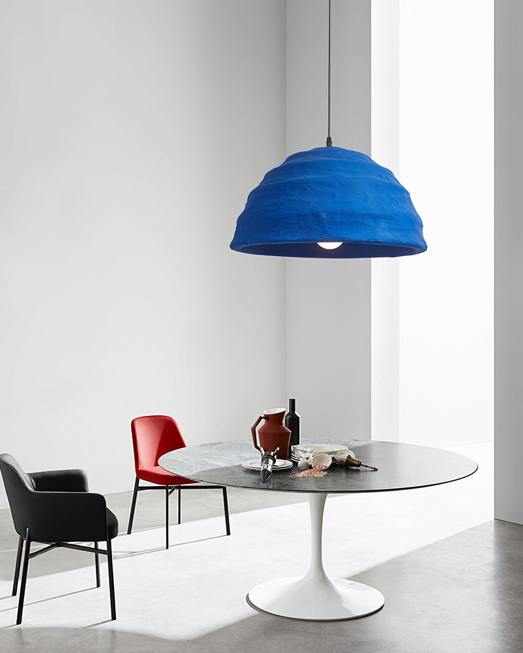 Pendant Lamp Polystyrene Dome Shade Blue Urban Industrial