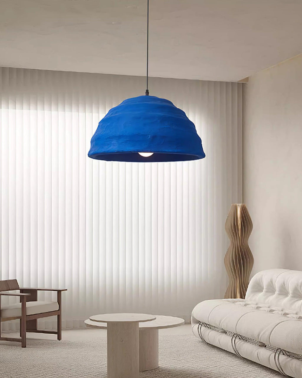 Pendant Lamp Polystyrene Dome Shade Blue Urban Industrial